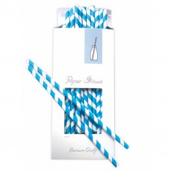 Paper Straws (100pcs Set!) with Blue and White Stripes