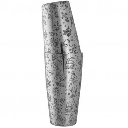 TATTOO Weighted Tin-on-Tin Boston Shaker [UrbanBAR] – 2-Piece Cocktail Shaker