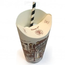 Take Away Paper Cups - 12oz FOLDABLE LID, Butterfly