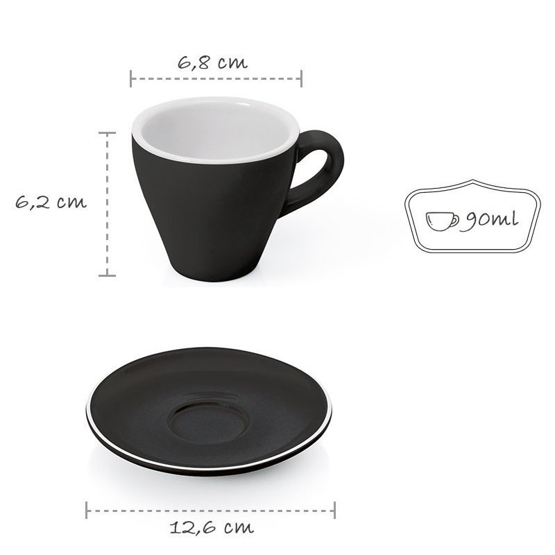 JUEGO de Espresso [BARISTA LINE] Porcelana NEGRA, 90ml