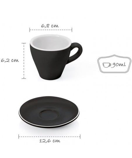 JUEGO de Espresso [BARISTA LINE] Porcelana NEGRA, 90ml