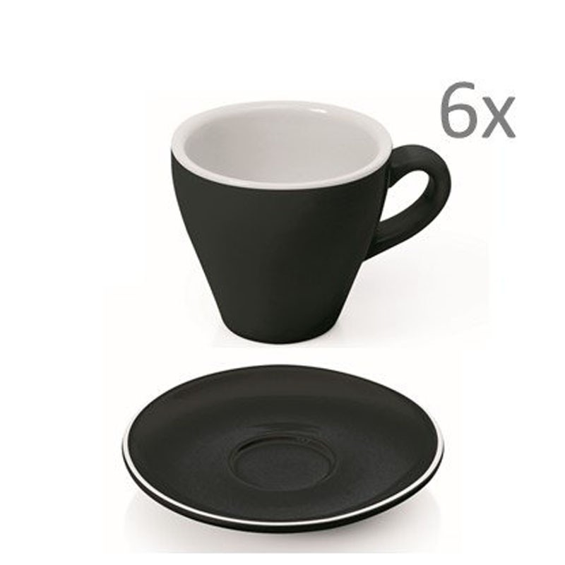 Set  ESPRESSO (Cup & Plate) - BLACK Porcelain