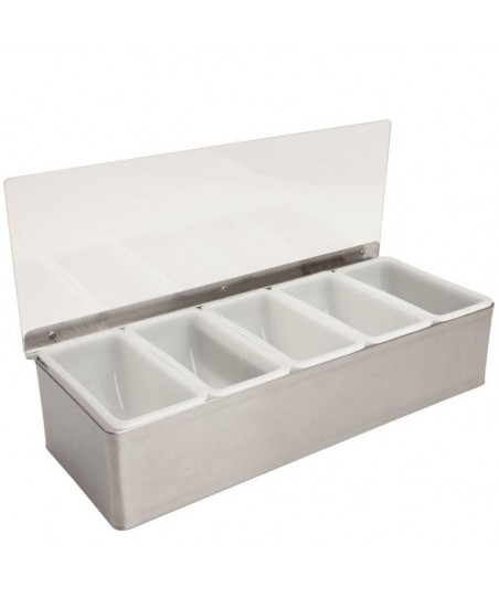 Condiment Dispenser / Fruit Organizer - 5 Compartments, Metal Case with Lid 3762
