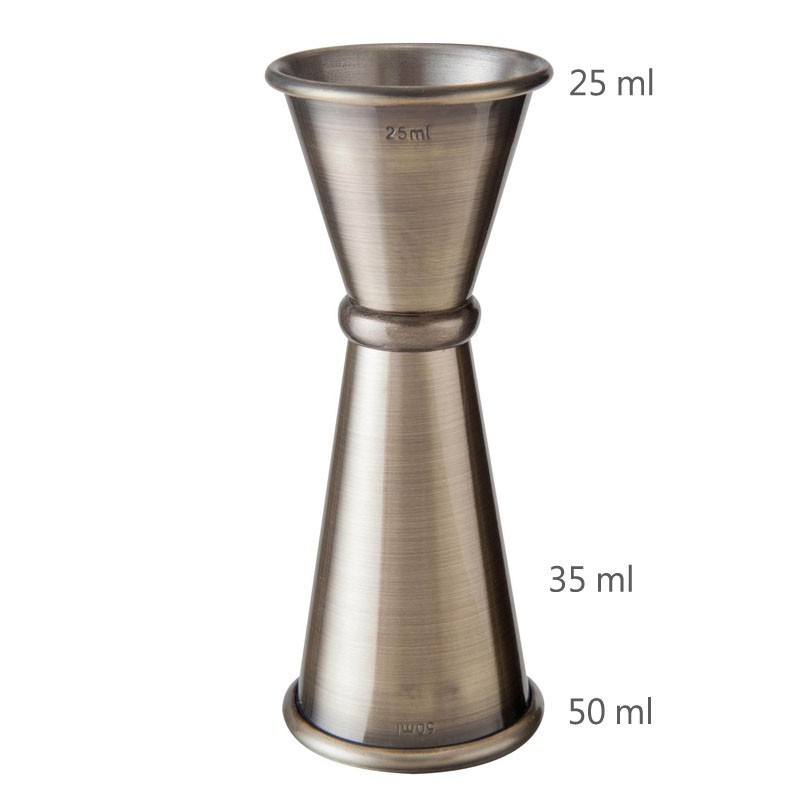 Jigger GINZA 25 /50 ml ANTIQUE [MEZCLAR] Medidor de Cócteles de Estilo Japonés