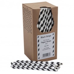 Paper Straws (250pcs Set!) with Black and White Stripes