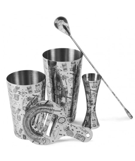 TIKI Cocktail Barware Set [UrbanBAR] – 5-Piece Premium Gift Box