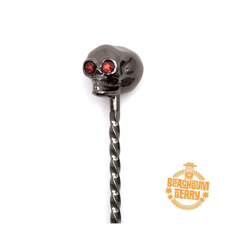 Cucharilla TIKI 33cm con CALAVERA NEGRO GunMETAL [Cocktail KINGDOM] BarSpoon