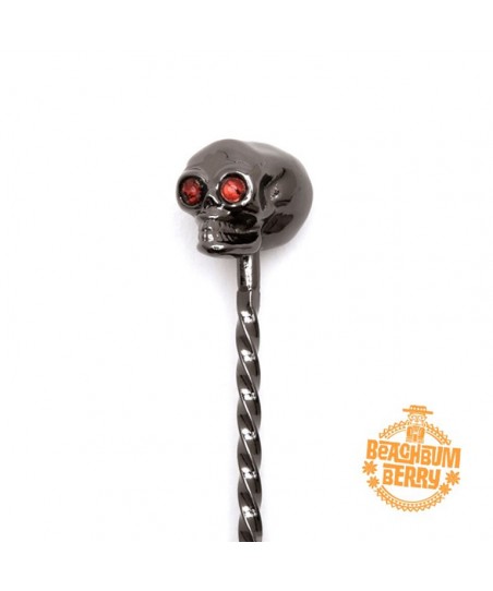 Cucharilla TIKI 33cm con CALAVERA NEGRO GunMETAL [Cocktail KINGDOM] BarSpoon