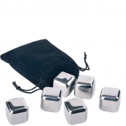 Set of 6 Stainless Steel Reusable Cooler Cubes [HAODI] Whiskey Rocks