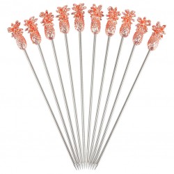 Scobitori METAL cu ANANAS (Set 10buc!) ROSE GOLD, Reutilizabili