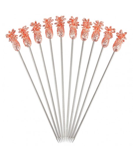 Palillos de METAL con PIÑA (¡Juego de 10pzas!) COBRE, Reutilizable