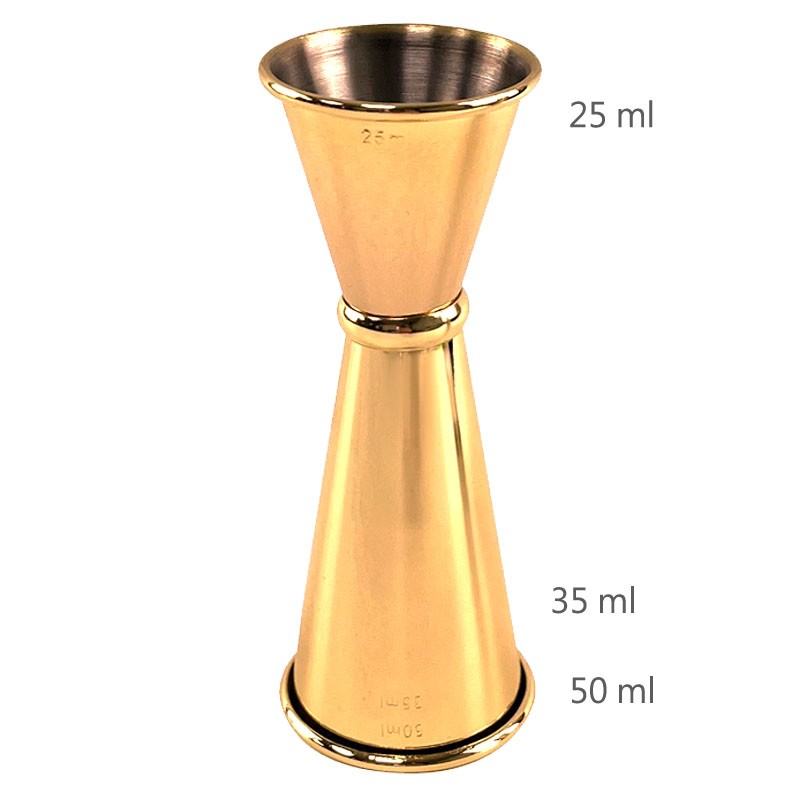 Jigger GINZA 25 /50 ml DORADO [MEZCLAR] Medidor de Cócteles de Estilo Japonés