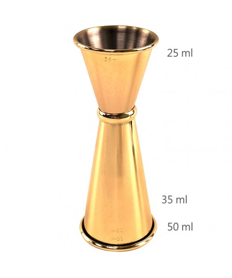 Jigger GINZA 25 /50 ml DORATO [MEZCLAR] Misurino per Cocktail in Stile Giapponese