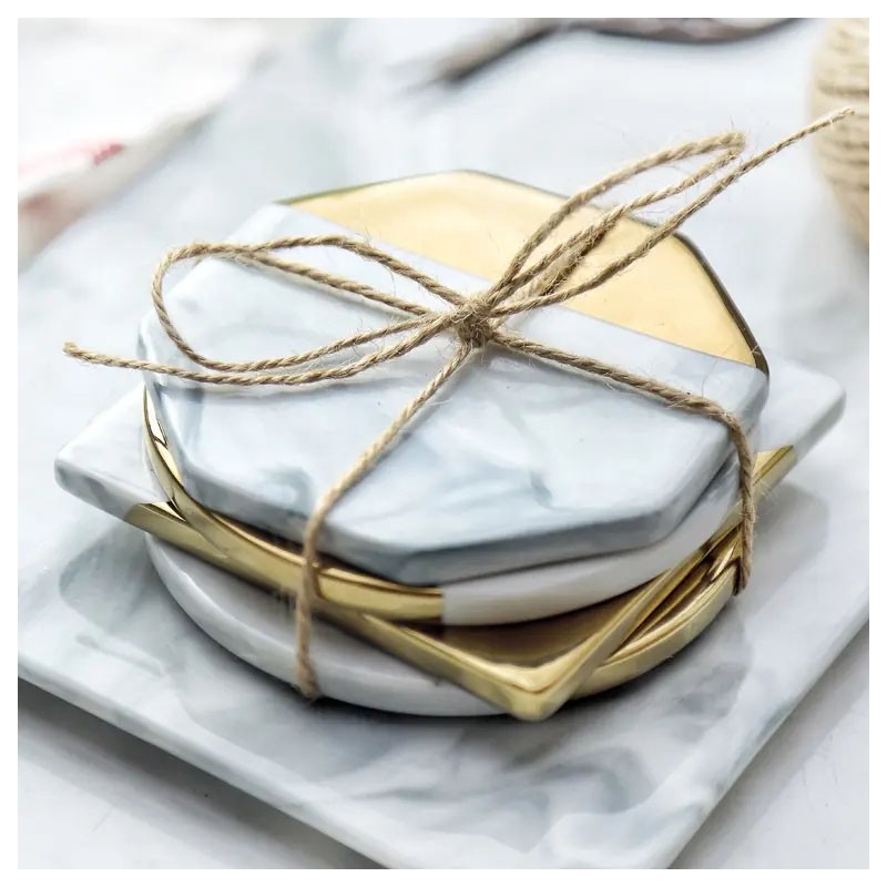 Portavasos Octágono MÁRMOL con ORO - ROYAL DOUBLE Coaster