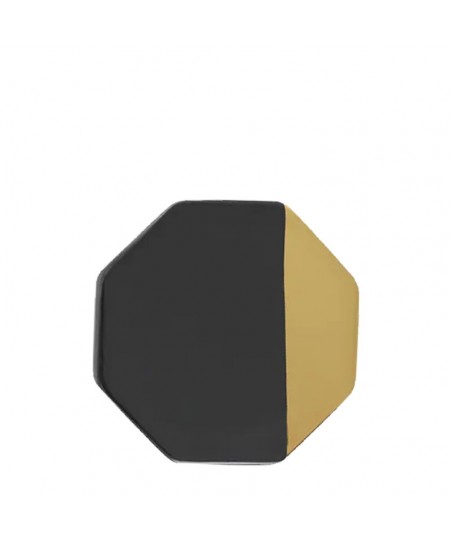 GOLD plated Octagon BLACK Coaster - ROYAL DOUBLE