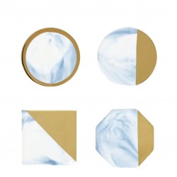 GOLD plated Square MARBLE Coaster - ROYAL DOUBLE