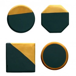 GOLD plated Square BLACK Coaster - ROYAL DOUBLE