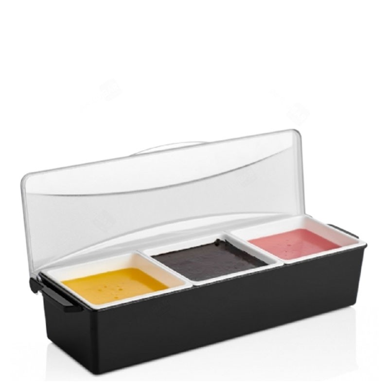 Dispensador de Especias / Organizador de Frutas Cortadas - 3 Compartimentos con Tapa
