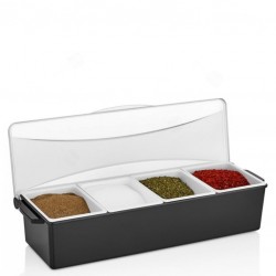Dispensador de Condimentos / Organizador de Frutas Cortadas - 4 Compartimentos con Tapa
