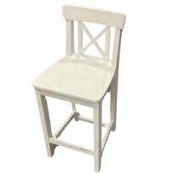 Taburete Alto de Bar - con Respaldo de Madera Blanca