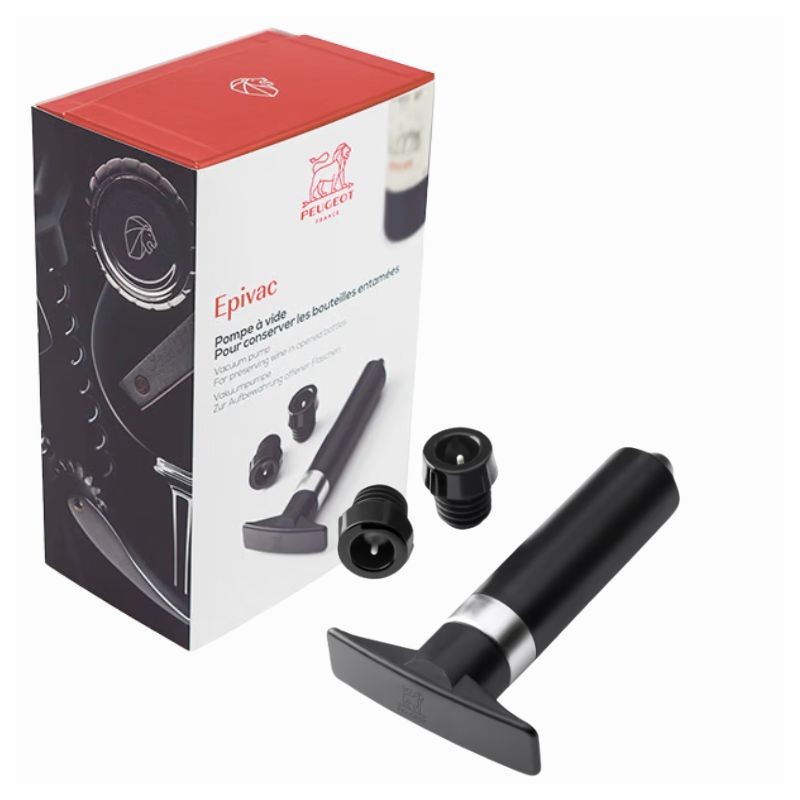 Pompa a VUOTO EPIVAC [PEUGEOT] per Bottiglie di Vino, con 2 Tappi