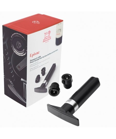 Pompa a VUOTO EPIVAC [PEUGEOT] per Bottiglie di Vino, con 2 Tappi