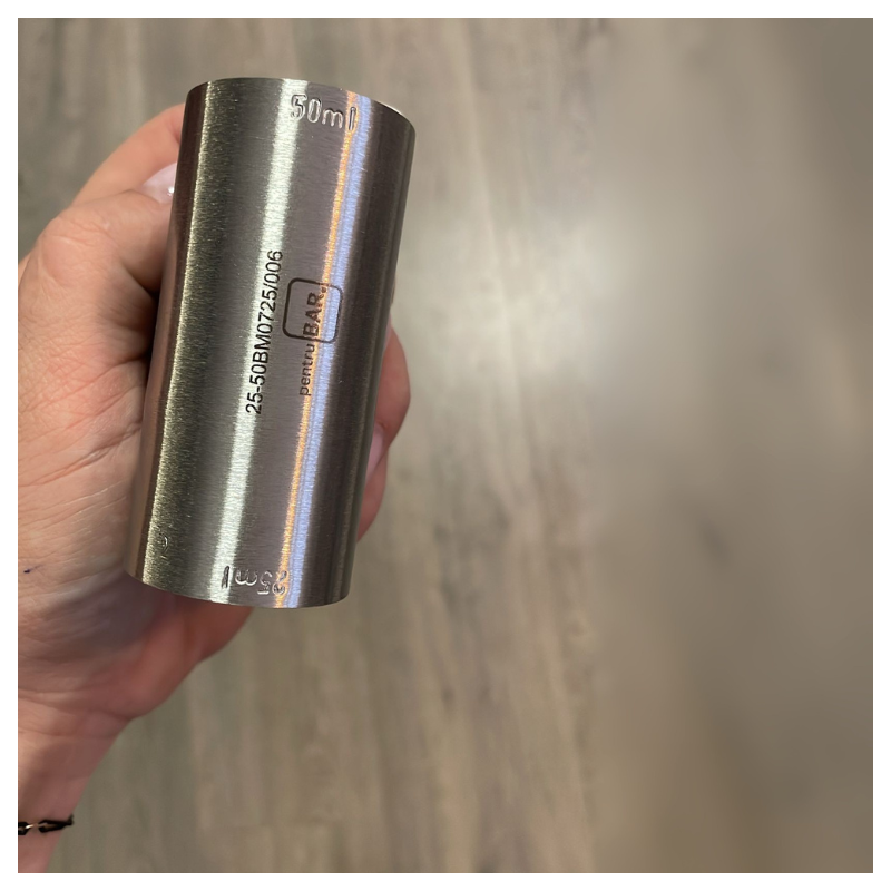 Jigger 25 /50ml cu MARCAJ de CONFORMITATE (OMOLOGAT) - Masura de Volum din Metal