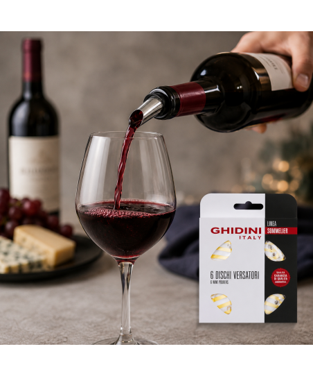 DROP STOP per VINO (Set da 6 pz.) [GHIDINI] Lamine Antigoccia in Alluminio