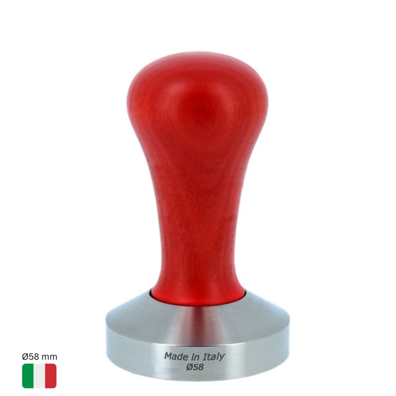 Coffee Tamper Ø58 mm [MOTTA] with RED Wooden Handle
