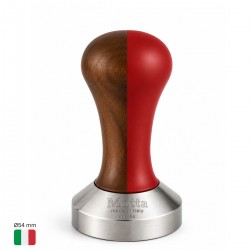 Tamper Caffè Ø54 mm [MOTTA] con Manico in Legno di NOCE / ROSSO