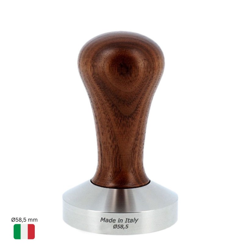 Tamper Caffè da COMPETIZIONE Ø58,5 mm [MOTTA] con Manico in Legno di NOCE ITALIANO