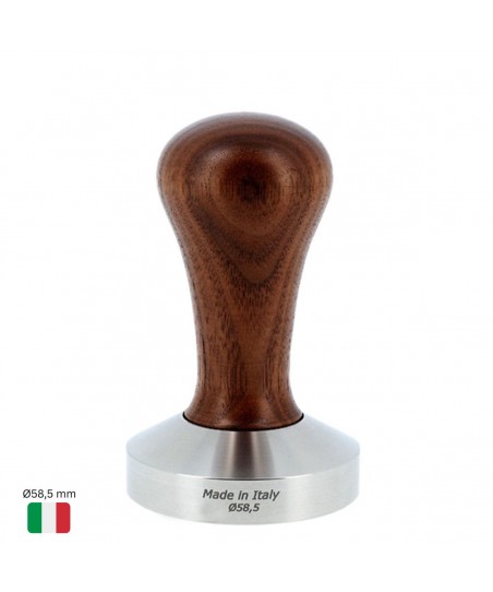 Tamper Caffè da COMPETIZIONE Ø58,5 mm [MOTTA] con Manico in Legno di NOCE ITALIANO