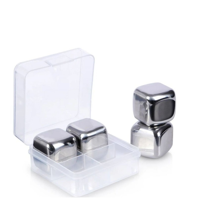 Cuburi Răcire Whisky din INOX - Set 4 bucăti - Whisky Rocks