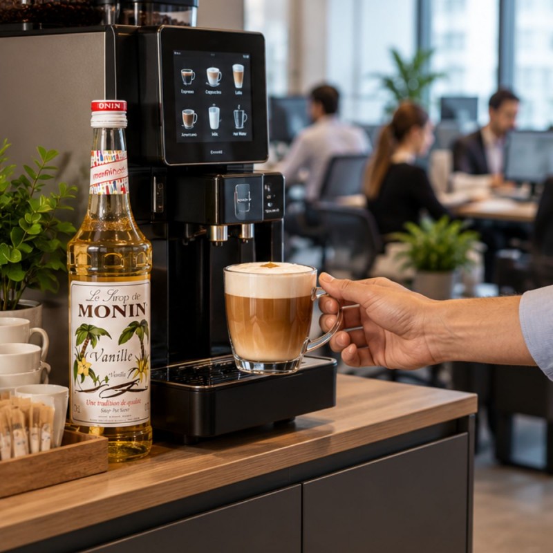Sirop MONIN Vanilla 700 ml – Iced Vanilla Latte la birou